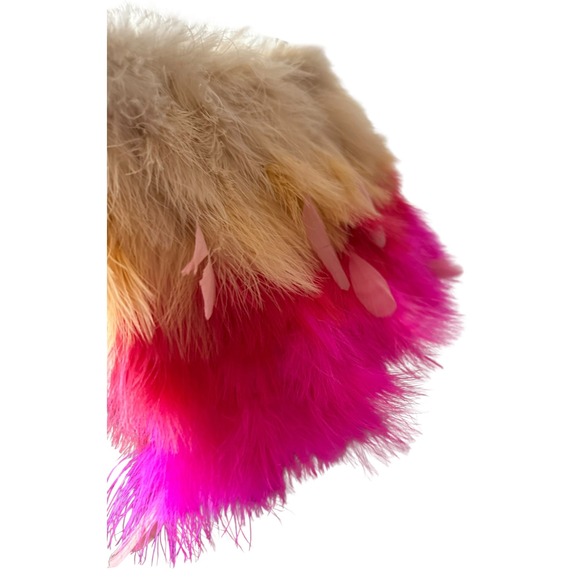 Betsey Johnson Y2K Feather Bag Pink Ombré Gunmetal Chain Glam Rock Princess - Picture 11 of 13